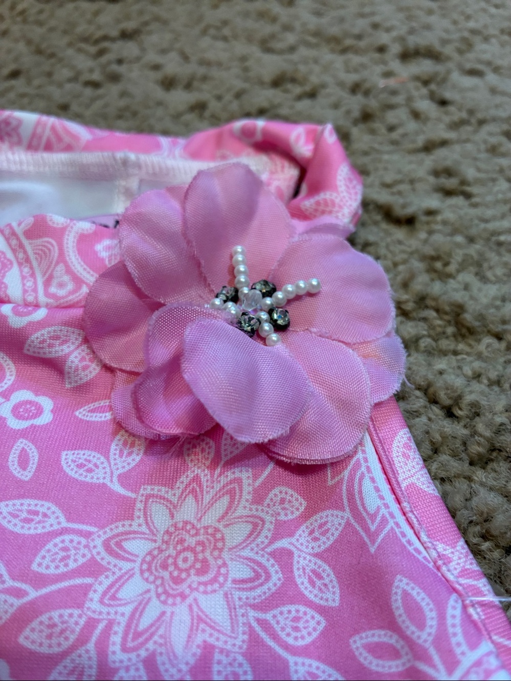 Dog dress Pink Floral Pet Halter Dress with Flower.Size Medium. - Picture 2 of 8